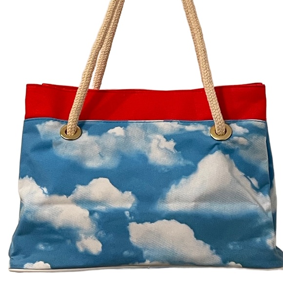 MOSCHINO Bag Shoulder Tote Cloud Print Vintage 1990's Authentic New Without Tags - Picture 3 of 8